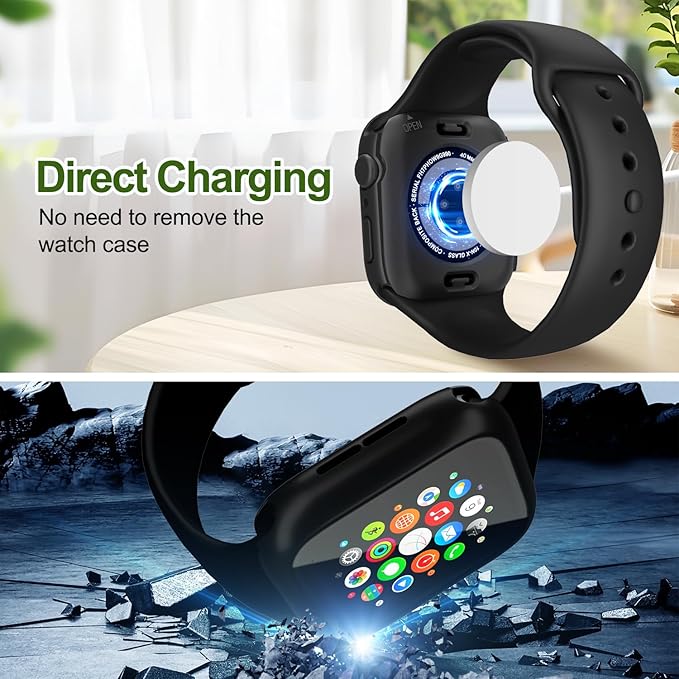 3 in 1 Waterproof Case for Apple Watch Screen Protector 40mm Series 4/5/6/SE/SE2/SE3(2025),with Tempered Glass 360° Protective Front and Back PC Bumper Cover Compatible iWatch 40mm