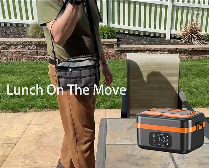 Cordless Electric Lunch Box for Adults, 16000mAh Self-Heating Food Warmer with Power Bank & Smart Timer, 60W Fast Heating,Leak-Proof Heated Lunch Box