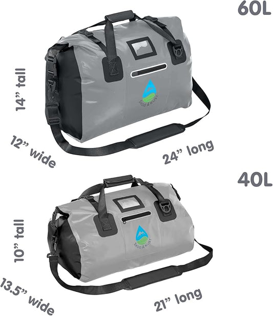 Skog Å Kust Duffelsak Heavy Duty Waterproof Duffel - Gear Bag for Sports, Travel, & More - 40L Grey