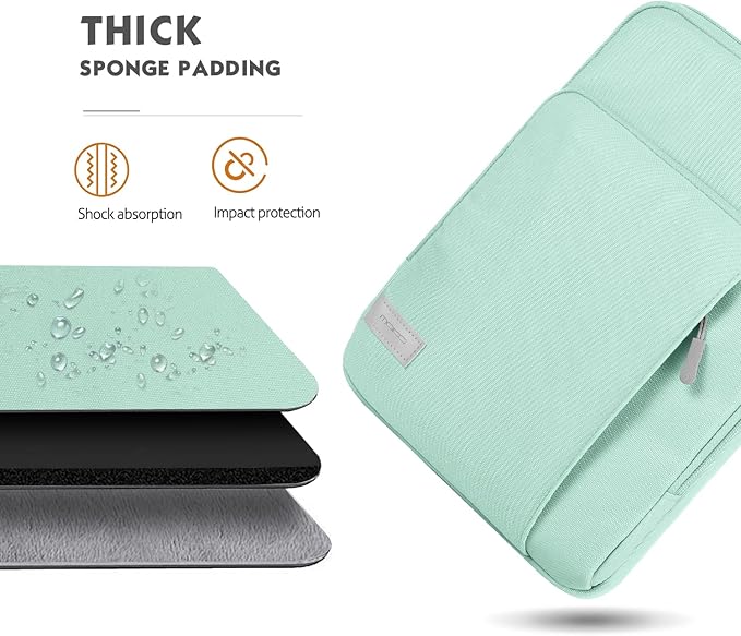 MoKo Laptop Sleeve Bag for 13.3-14 Inch, Notebook Carrying Case with Pocket Fits MacBook Pro M2 14/13/M1/Max 14.2/Air 13.6" M3/M2 2024/2022, Surface Pro 9/8 13", Mint Green