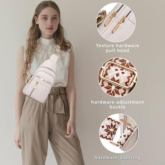 Leather Sling Bag for Women,Travel Small Sling Bag Crossbody Bags for Women-Vegan Leather Fanny Pack Crossbody Bags