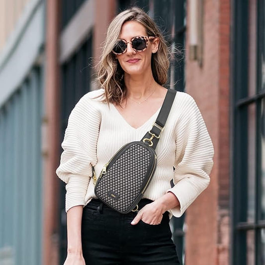 Kattee Sling Crossbody Bag for Women, Leather Fanny Pack Crossbody Sling Bags, RFID Purse Chest Bag Small Daypack for Women