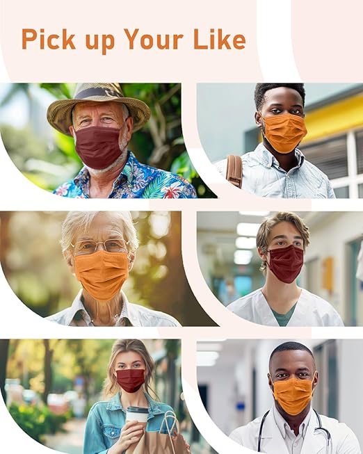 Face Masks Disposable 100 Pack, 4 Ply ASTM Level 3 Medical Grade, Breathable for Adult Outdoor Protection, Individually Wrapped for Home, School & Office, Vintage Charm