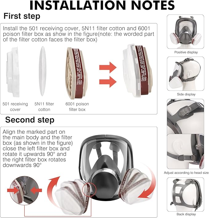 Gas Masks Survival Nuclear and Chemical - Reusable Full Face Respirator Gas Mask with Activated Carbon Filter
