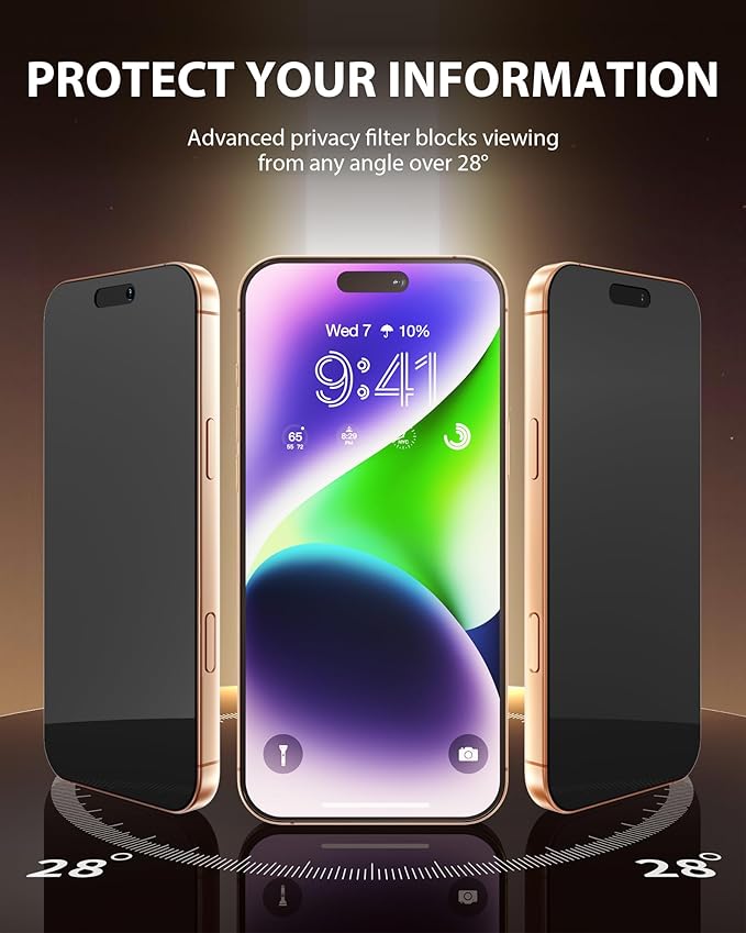 2 Pack Privacy Screen Protector for iPhone 17 Air Tempered Glass 6.5 Inch + 2 Pack Lens Protector Anti-Spy Anti-Glare HD Easy Installation