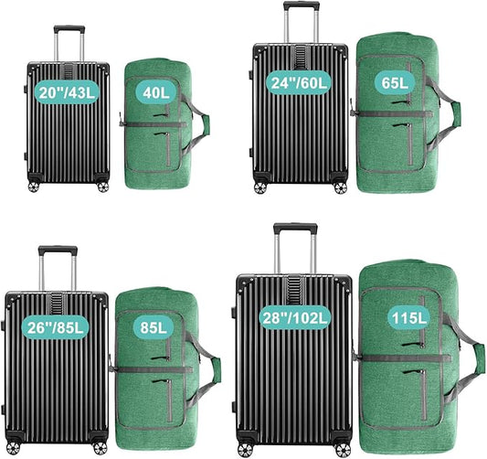 Dimayar 65L Travel Duffle Bag for Men Women - Foldable Duffel Bag with Shoes Compartment - Overnight Bags Waterproof & Tear Resistant(Forest Green)