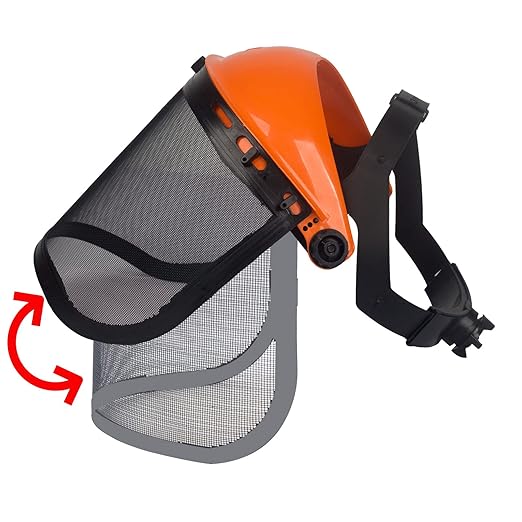 Safety Mask with Mesh Visor for Chainsaw Trimmer Pole Pruners, Protective Mask and Mesh Mask for Face Protection (Orang)