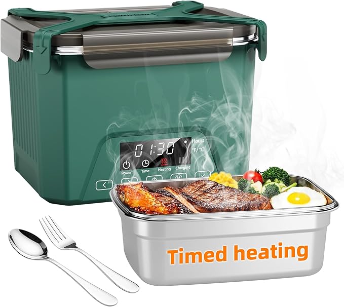 Cordless Electric Lunch Box for Adults, Heated Lunch Box 20000 mAh Battery Powered with Automatic Heating, 1.2L Portable Food Warmer, BPA Free