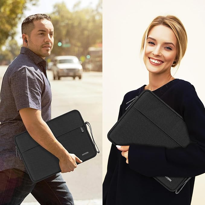 Laptop Sleeve Case, Water Resistant Shockproof Protective Computer Cover Traveling Carrying Bag with Pocket, Portable Laptop Case Compatible for 17 Inch HP, Dell, Lenovo, Lenovo, Acer, Black