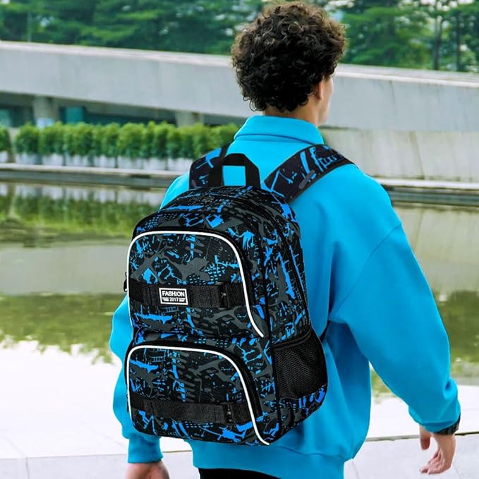 3Pcs Backpack for Girls Boys, 17 Inch School Bookbag with Lunch Box, Durable Laptop Backpacks Set for Teens College