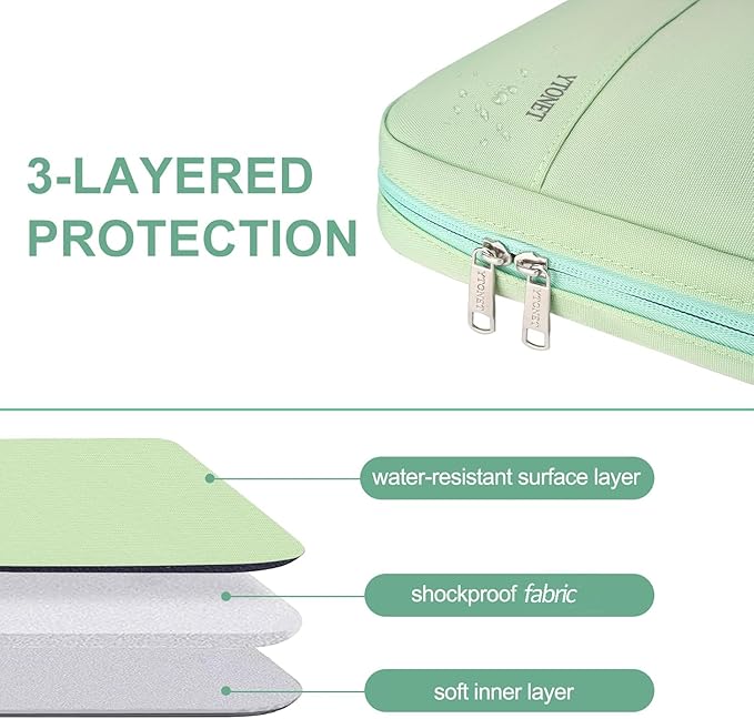 Ytonet Laptop Case, 15.6 inch Laptop Sleeve with Handle, TSA Water Resistant Computer Carrying Case Compatible for MacBook, HP, Dell, Lenovo, Asus Notebook, Gifts for Men Women, Mint Green