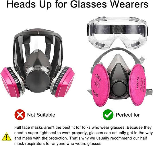 Full Face Respirator Gas Mask, 6800 Reusable Respirator Mask with Filters 60921, Anti-Fog, Perfect for Paint, Spray, Dust, Welding, and Chemical Protection