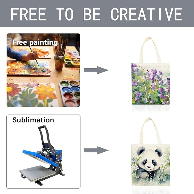 ORJ 12 PCS Sublimation blank canvas bags bulk,Polyester Shopping Tote Bags for Sublimation,DIY custom Blank Canvas Tote Bags 12.2 x 14.2 Inch