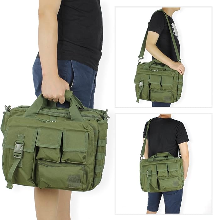 GES Tactical Briefcase, 15.6" Men's Messenger Bag Military Briefcase for Men, ArmyGreen