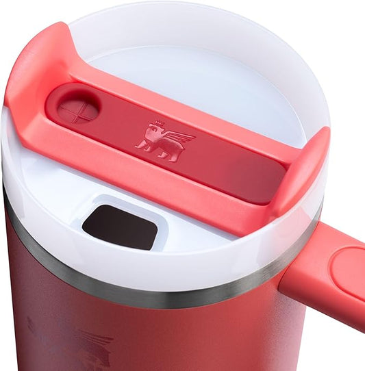 Stanley Quencher H2.0 Tumbler with Handle and Straw 30 oz | Flowstate 3-Position Lid | Cup Holder Compatible for Travel | Insulated Stainless Steel Cup | BPA-Free | Hot Coral