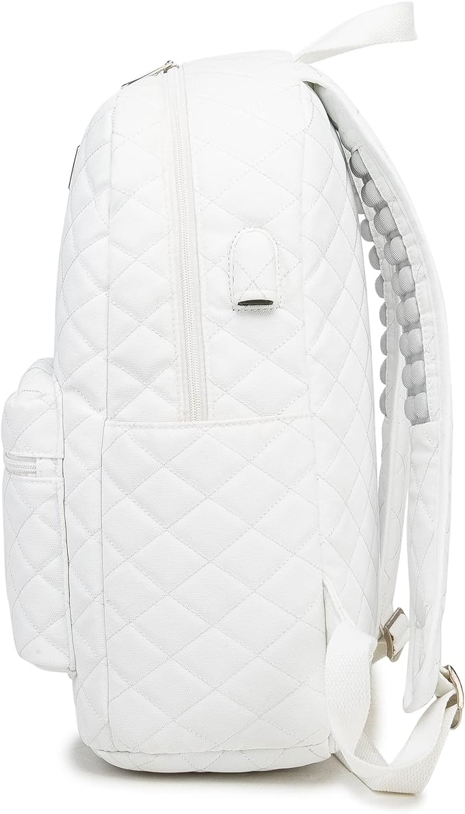 Kinmac Laptop Backpack with Massage Cushion Straps and USB Charging Port for Laptop Up to 15.6 Inch Men Women Travel Outdoor Backpack (White)