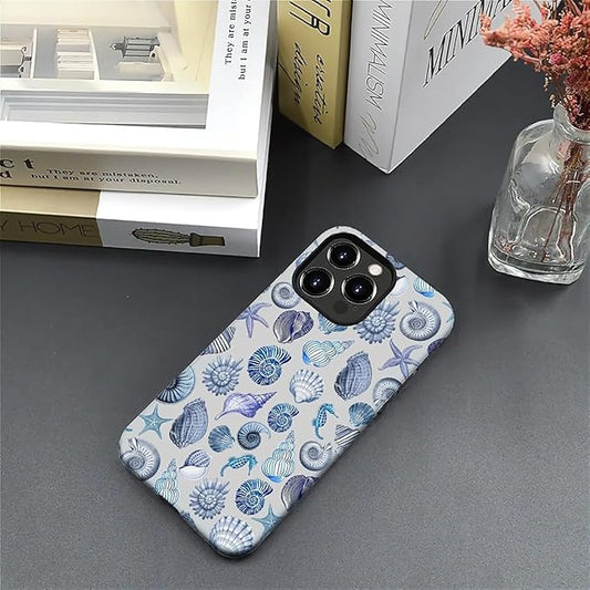 Case for iPhone 16 Pro,Summer Beachy Seashell for Woman Men Full Body Protective Cover Shockproof 2 in 1 Silicone + Hard PC Case for iPhone 16 Pro