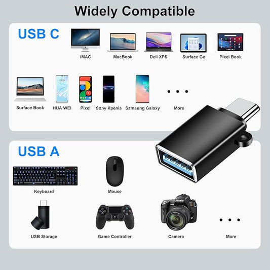USB C to USB Adapter 8 Pack,USB to USBC Adapter,USBA Type C Adapter,USBC Adapters for iPhone 16 15,MacBook Pro/Air,iPad Pro,Samsung Galaxy and More(Black)
