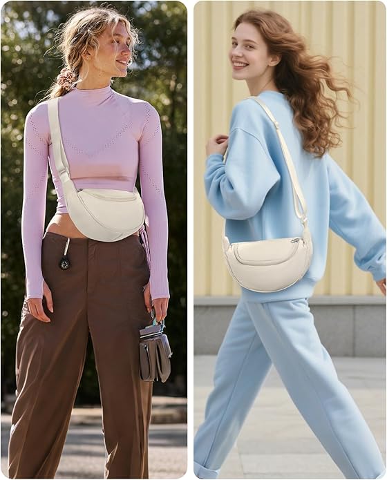 Crossbody Bags for Women Crescent Bag Nylon Sling Bag Purse with Adjustable Strap for Travel Daily