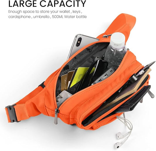 CXWMZY Fanny Packs For Women & Men Waist Pack Hip Bum Bag with Multi-Pockets Large Capacity Waterproof Casual Bum Bag for Disney Traveling Casual Cycling Running Hiking (Orange)