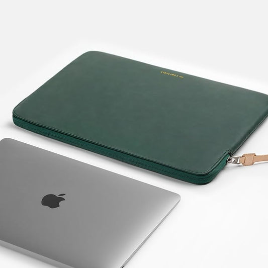 Comfyable Slim Protective Laptop Sleeve Compatible with 13/13.3/14 Inch MacBook Air & MacBook Pro, Mac Travel Case, Laptop Pouch, Slim PU Leather Cover M4/M3/M2/M1 2025-2021, Midnight Green