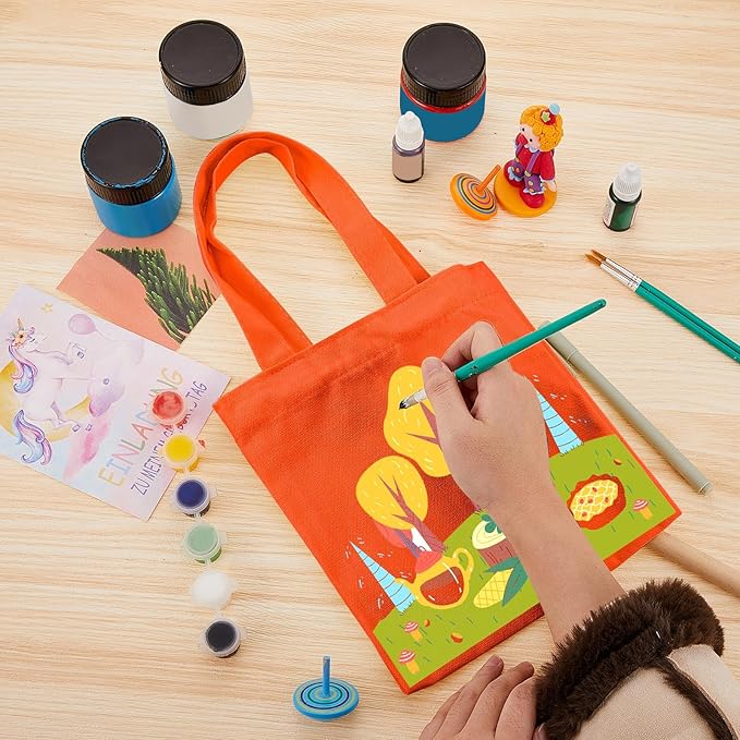 Amylove 24 Pcs Mini Tote Bag Sublimation Blank Canvas Tote Bags Reusable Grocery Luggage DIY Sack Goody for Party Even (8.5 x 8 Inch,Multicolor)