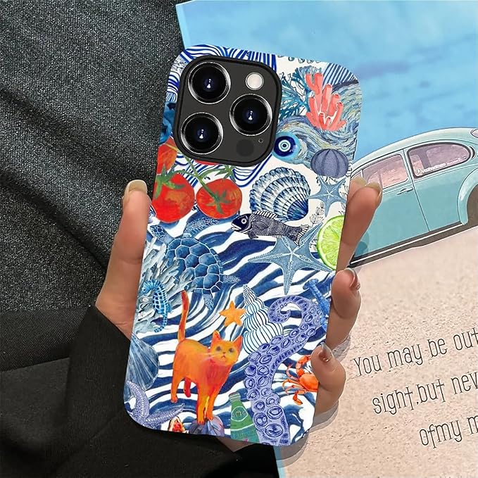 Case for iPhone 14 Pro,Leopard Cherry Shell Aesthetics for Woman Men Full Body Protective Cover Shockproof 2 in 1 Silicone + Hard PC Case for iPhone 14 Pro