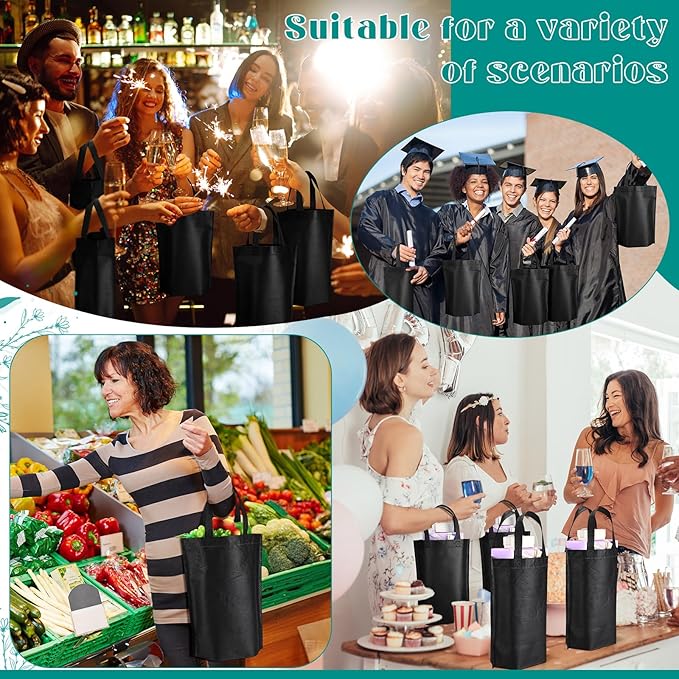 Windyun Reusable Grocery Bags Large Non Woven Shopping Bags with Handle Foldable Portable Tote Carryall Bulk 11.8x6x13.8 Inch