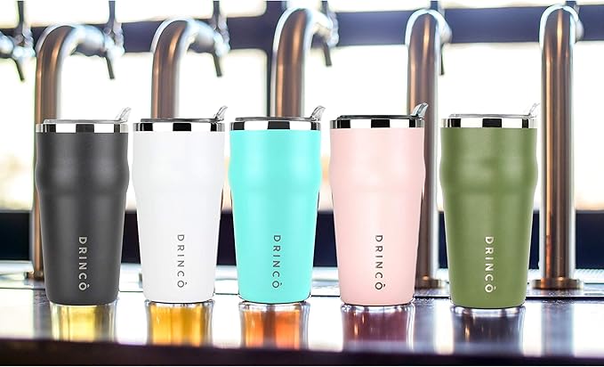 Drinco 20oz Stainless Steel Tumbler, Vacuum Insulated Tumbler Pint Glass Beer Mug with Built-in Bottle Opener, THOR (20oz Beer Tumbler, Aquamarine)
