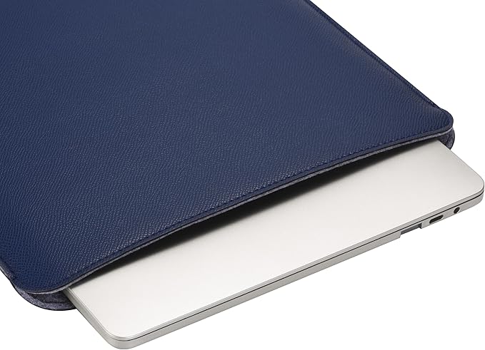Comfyable Laptop Sleeve 14 Inch Precisely Compatible with MacBook Pro M4 M3 M2 M1 Pro/Max 2024, Faux Leather Cover Case 14 in, Midnight Blue