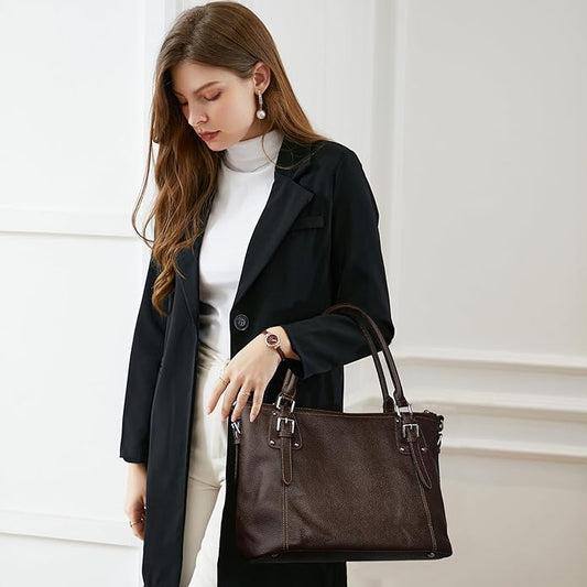 HESHE Genuine Leather Purses and Handbags for Women Tote Shoulder Bag Satchel Purse Top Handle Bags Hobo Crossbody Purse