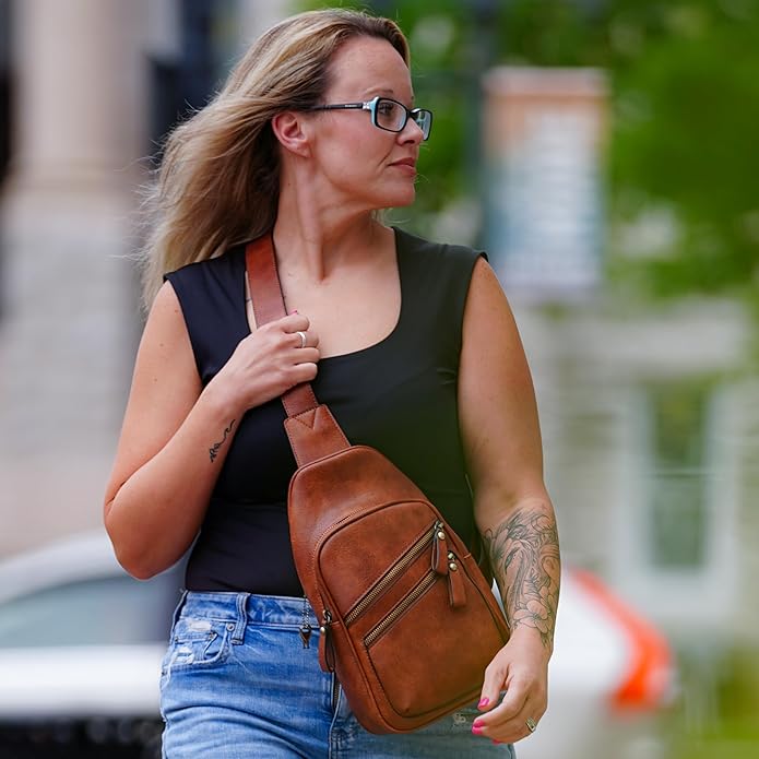 JESSIE & JAMES Jeannie Unisex Multi-Pocket Concealed Carry Sling Bag Crossbody Backpack Purse