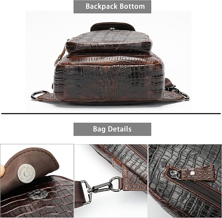 LUKZIJAES Genuine Leather Sling Bag for Men