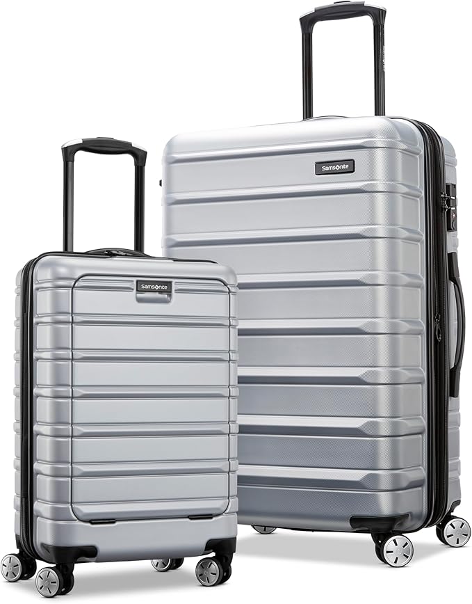 Samsonite Omni 2 Pro Hardside Expandable Luggage with Spinner Wheels, PRO 2PC SET (CO/M), Arctic Silver