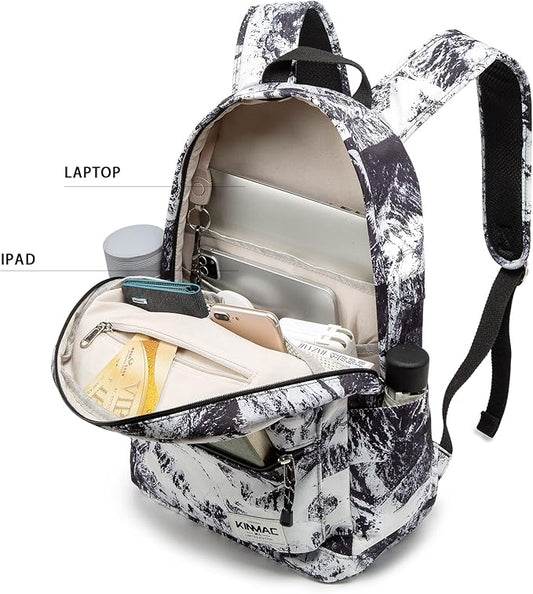 Kinmac Water Resistant Laptop Backpack with USB Charging Port for Laptop Up to 15.6 Inch (Snow Mountain)