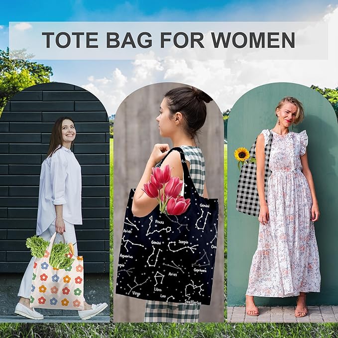 BeeGreen Reusable Gift Bags with Handles Geometry Design -Reusable Grocery Bags Pack of 6 Foldable Totes for Women - Machine Washable Polyester Shopping Bags for Women Travel (Collapsible)