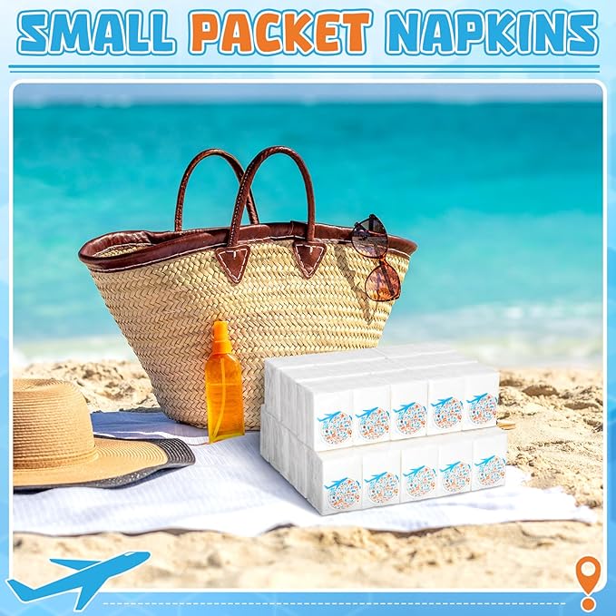 Therwen 100 Pack Pocket Tissues Travel Packs Bulk 1000 Sheet Mini Tissues Bulk 3 Ply Small Travel Size Paper Individual Pocket Size (Journey Theme)