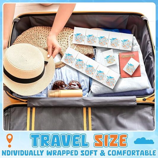 Therwen 100 Pack Pocket Tissues Travel Packs Bulk 1000 Sheet Mini Tissues Bulk 3 Ply Small Travel Size Paper Individual Pocket Size (Journey Theme)