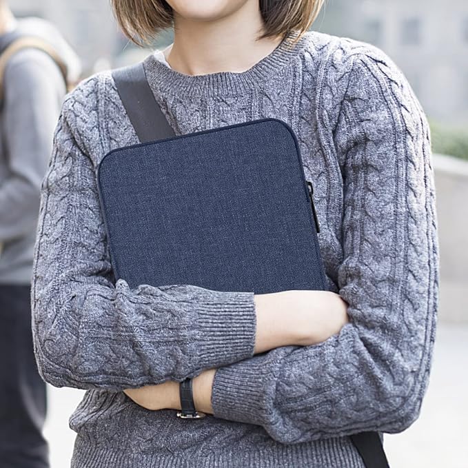 MoKo 12.9 Inch Laptop Sleeve Case Fits 13 Inch New iPad Pro M4 & Air M2 2024, iPad Pro 12.9 M2&M1, Galaxy Tab S8+/S9+ 12.4, Polyester Bag Fit with Apple Pencil or Smart Keyboard, Navy Blue