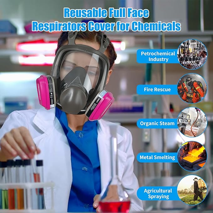 Full Face Gas Respirator Mask with 60921 Filters - Ideal for Protection Against Gases Dust Organic Vapors Spray Sanding welding 6800
