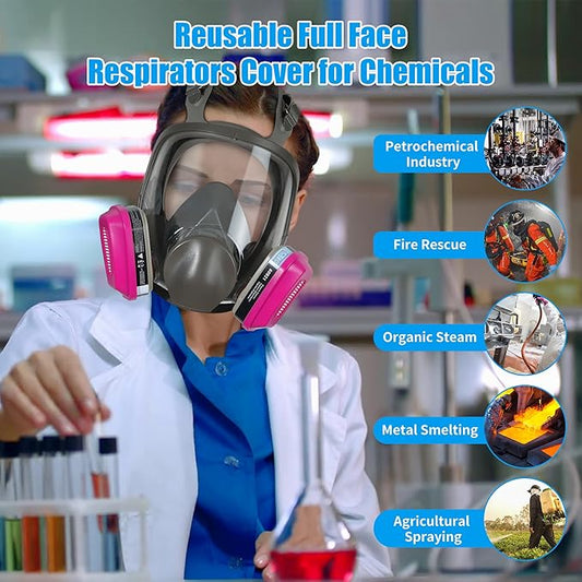 Full Face Gas Respirator Mask with 60921 Filters - Ideal for Protection Against Gases Dust Organic Vapors Spray Sanding welding 6800