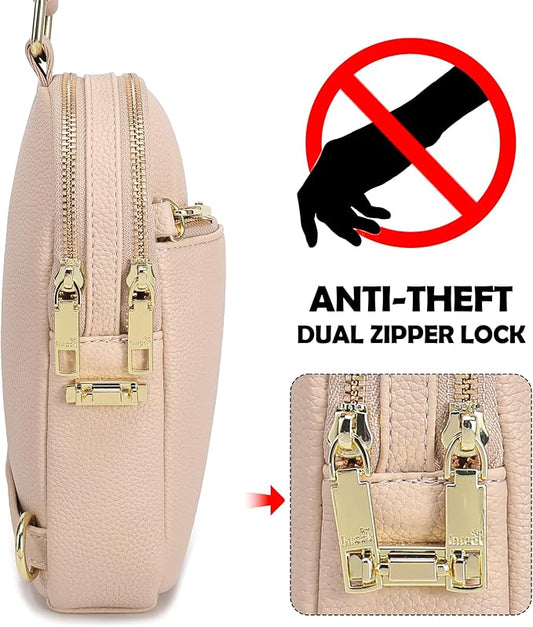 INICAT RFID Blocking Sling Bag Leather Crossbody Bags for Women Fanny Pack Cross Body for Woman Chest Bag for Travel 1.9L