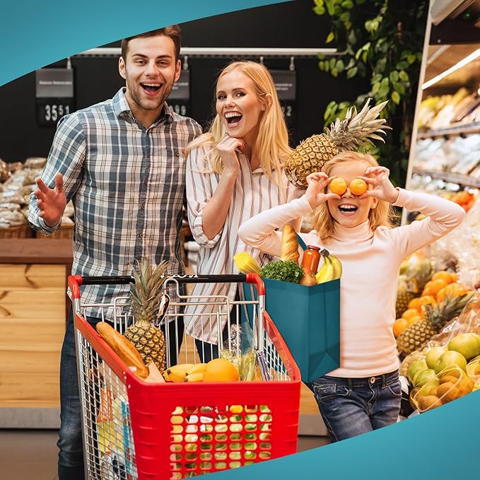 Reginary Reusable Totes Bags - 100 Pcs Non Woven Grocery Handle Bags for Shop Events & Retail Store (Dark Green)