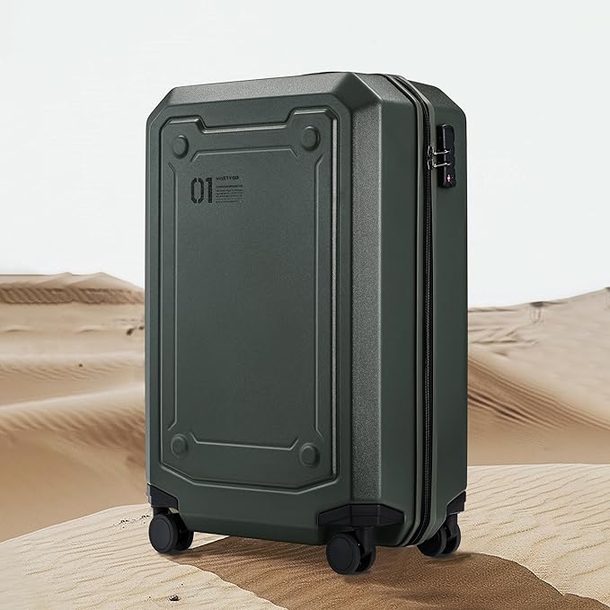 NINETYGO Carry On Luggage 22x14x9 Airline Approved, Carry On Suitcase with Smooth Double Spinner Wheels, Hard Shell PC+ABS Suitcase Carry-On, Lightweight Travel Luggage, TSA Approved (Green, Sahara)
