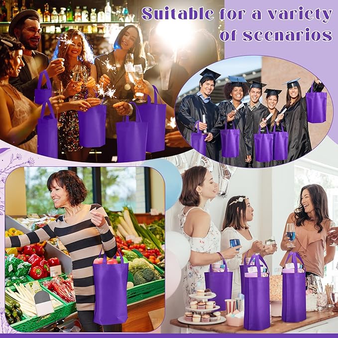 Windyun Reusable Grocery Bags Large Non Woven Shopping Bags with Handle Foldable Portable Tote Carryall Bulk 11.8x6x13.8 Inch