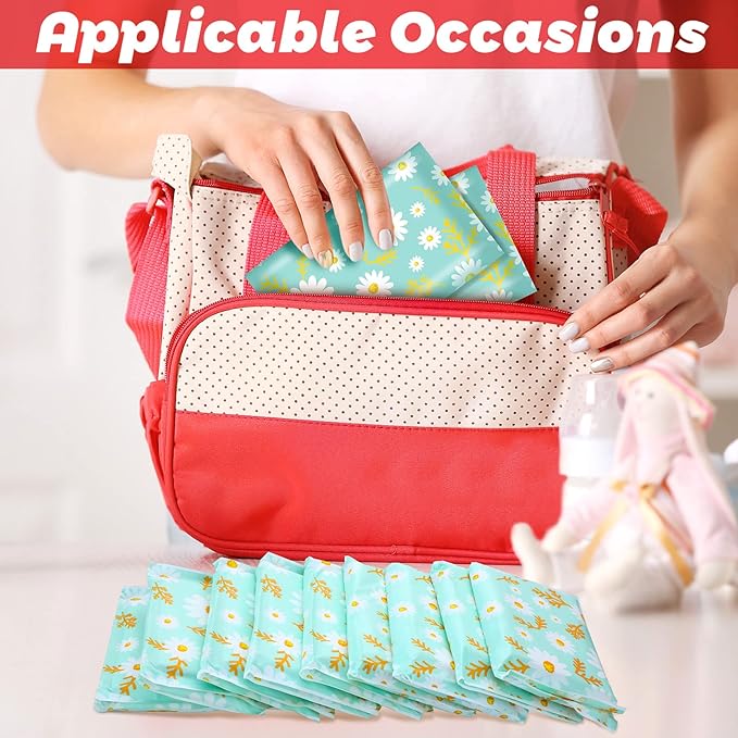 Geyee 50 Packs Facial Tissue Travel Packs Disposable Pocket Tissues for Wedding Guest Travel School Purse Home Supplies, 500 Sheets 3 Ply(Daisy)