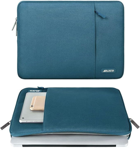 MOSISO Laptop Case 13.3 inch, 13-13.3 inch Laptop Sleeve Compatible with MacBook Air/Pro 13 / Pro 14, HP Dell ASUS Lenovo Notebook, Polyester Vertical Computer Sleeve Bag with Pocket, Deep Teal