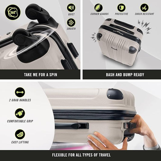 Kenneth Cole REACTION Bounds Lightweight Hardshell 4-Wheel Spinner Luggage, Mushroom, 28-Inch Checked