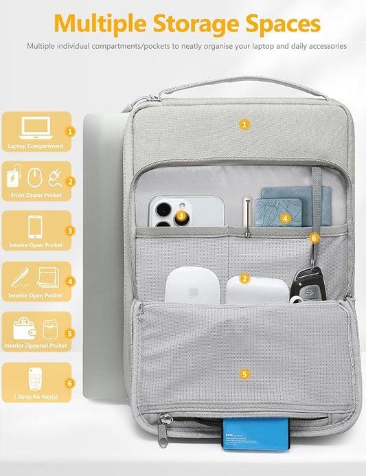 HYZUO 13.3-14 Inch Laptop Bag Sleeve for MacBook Pro 14 M4 M3 M2 M1, MacBook Air/Pro 13.3, 13.8"/13.5" Surface Laptop/Book, Notebook Case for 13" Dell Lenovo ThinkPad HP Asus Acer, Light Gray