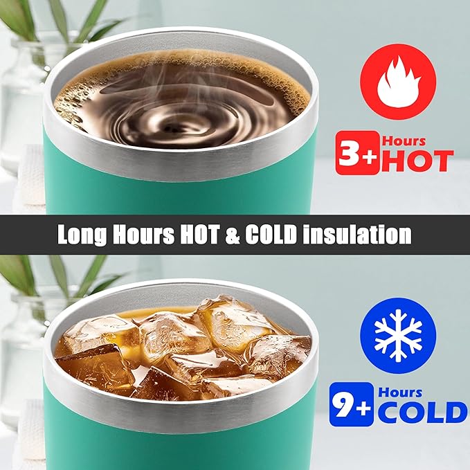 20 oz Tumbler Coffee Tavel Tumblers Bulk with Lid Stainless Steel Double Wall Vacuum Insulated Mug Powder Coated Cups fit Car Cupholder for Hot and Cold - Light Blue, 12Pack